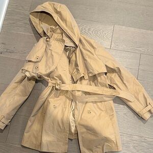 Halogen Beige Hooded Trench Coat